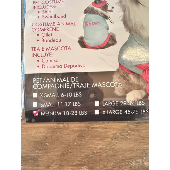 Aerobics Barbie Pet Dog Halloween Costume Outfit Clothes Size Medium 18-28 Lbs - Picture 2 of 3